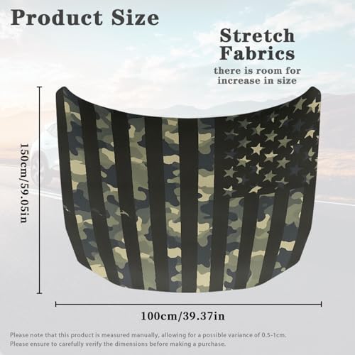 Image of Camo American Flag Car Hood Covers for Automobiles, Elastic Fabric for Car Hood Decoration and Protection, Can be Washed Camouflage Hunting Flag Auto Accessories