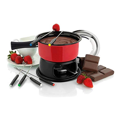 Kit Fondue Firenze Panela Vermelha 12 Peças Pastilhas Álcool Sólido