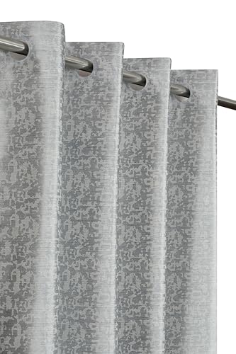 Image of Crosshatch Pastel Grey Polyester Window Curtains 5 Feet | Darkening Drapes with Eyelets | Set of 2 Panels for Living Room, Bedroom & Office