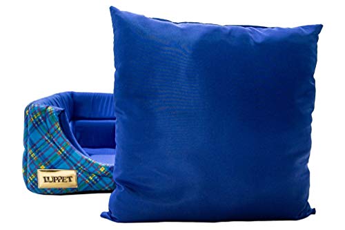 Luppet Toca E Cama 2 Em 1 Com Almofada Para Cães E Gatos De Até 5Kg Azul Xadrez M
