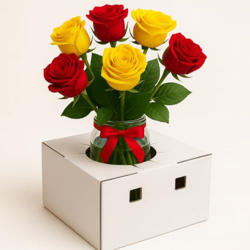 Image of Cardboard Delivery Boxes Flower Delivery Box Vase Boxes Cardboard for delivery Florist Delivery Boxes (8 inchx 8 inchx 4 inch) Sell in Bundle (25)