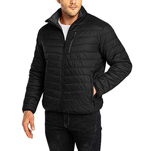 33,000ft Mens Winter Lightweight Jacket Warm Short Packable Puffer Jacket Transitional Padded Down Jacket Quilted Jacket for Men Lined for Hiking Travelling