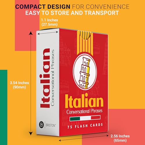 Italian Flash Cards with Audio – 75 Conversational Phrases for Beginners & Travelers – Learn Italian Language, Pronunciation & Vocabulary Study Aid for Adults, Students & Homeschool – Briston - Image 3