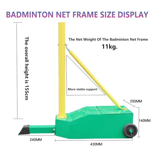 Poste de bádminton de 1.55 m con red y base con peso para jardín e interior 8