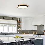 Dimmable Wood LED Flush Mount Ceiling Lights, 5CCT 2700K-6000K Black Hallway Lighting Fixtures, Minimalist Circular Ceiling Lamp for Bedroom Laundry Room Kitchen Entryway - Image 2