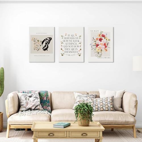 VVL 3Pcs Inspirational Quotes Wall Art for Office Mental Health Wall Art Motivation Painting Picture Wall Decor for School Office Treatment Room Home Decoration