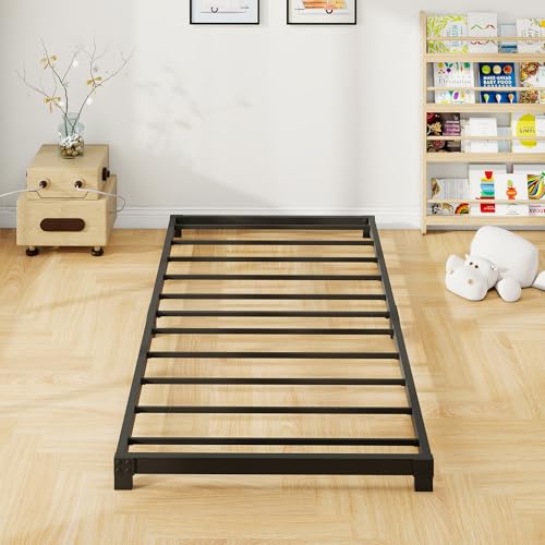 VERFARM Plattformbett aus Metall, Bettrahmen 90 x 200 cm - Höhe 8cm - Metallbett Bettgestell aus Metall, Modern Metallbett Für Erwachsene, Kinder,...