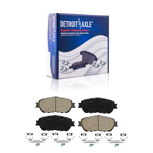Image of Detroit Axle - Brake Kit for 2005-2006 Toyota Camry [SE XLE V6 Models], Drilled & Slotted Disc Brake Rotors Ceramic Brakes Pads Front & Rear Replacement