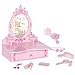 BRINJOY Wooden Vanity Set for Kids, Toddler Tabletop Beauty Salon Play Set w/Accessories & Drawer, Princess Makeup Pretend Play Vanity Table Toy with Crown Shaped Mirror for Little Girls Age 3-8