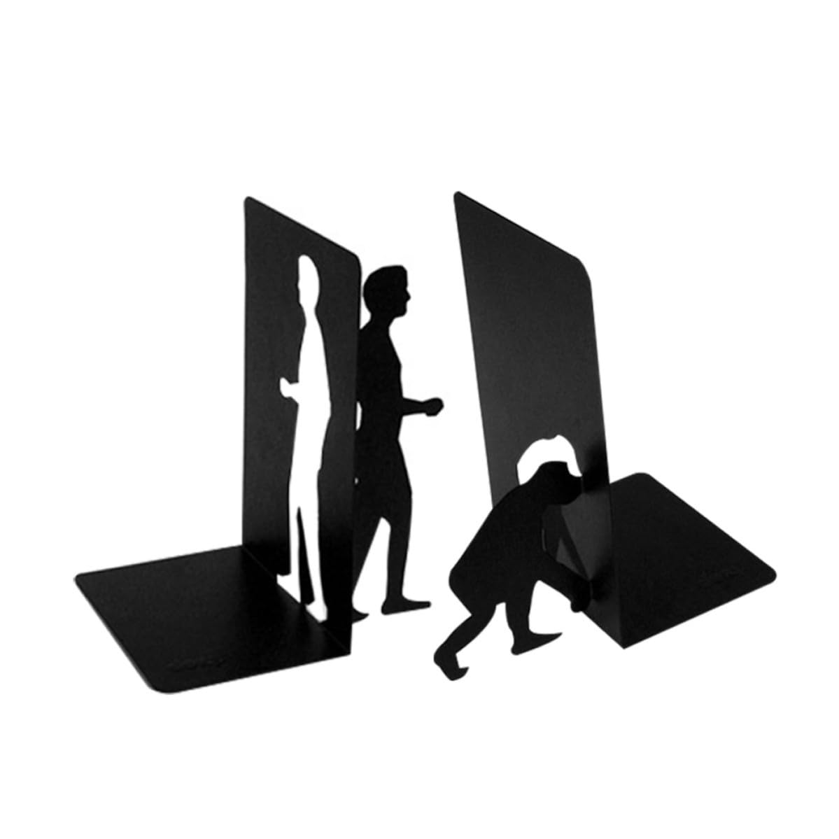 GLEAVI Supporto per Libri in Ferro Nero Moderno, Fermalibri Decorativo per Mensole e Scrivania, Organizza Libri e Riviste in Ufficio o Studio Stile Semplice
