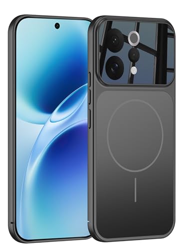 Image of BOUNCEBACK Shockproof Rubber + Glass Hybrid Back Case Cover Support Mag - Charge for Vivo V70 / Vivo V70 Elite - Black