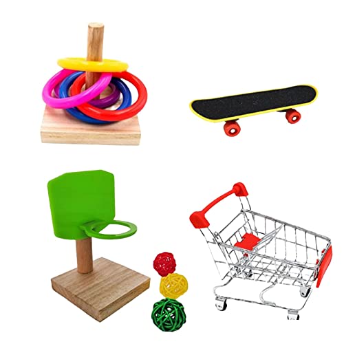 Baoblaze Bird Training Toys Parrot Toy Parakeet Cockatiels Skateboard Stacking Rings Basketball Shopping Cart Tabletop for Cockatiel Budgie Lovebird - Image 4