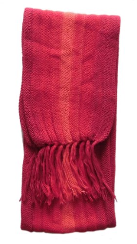 Bufanda roja de lana de alpaca W18/L170, complemento térmico unisex con rayas elegantes