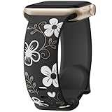 Witzon Cute Flower Band Compatible with Apple Watch Bands For Women 42mm 41mm 40mm 38mm 44mm 45mm 46mm 49mm, Engraved Soft Silicone Inlay Strap for iWatch Series 11 10 9 8 7 6 5 4 3 2 SE Ultra 3 2 1