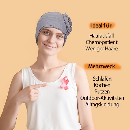 TSKNOMO 4-teiliges Chemo-Kopfbedeckungsset für Damen, atmungsaktive Krebs-Kopfbedeckung, elastische Chemo-Hüte für Frauen mit Haarausfall