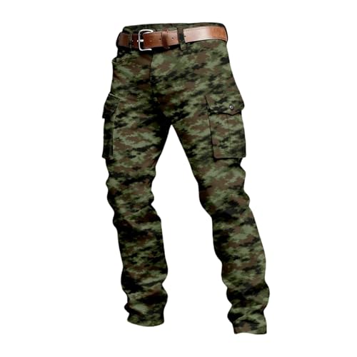 Pantalones de algodón con estampado de camuflaje y acabados premium