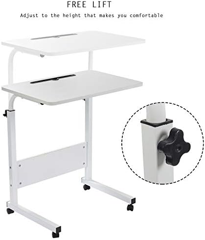 GRANDMA SHARK 60 × 40 cm Laptop Table for Sofa or Bed, Laptop Desk, Standing Height Adjustable Computer Desk, Portable Side Table, Bed Table, Sofa Table (White)