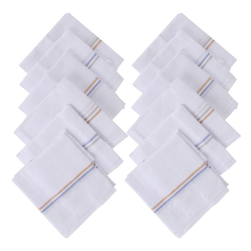 100% CottoN White Handkerchief/Rumal for men and boys Big size XXL Size 48 * 48 Cm Strip design Combo Pack-image-37