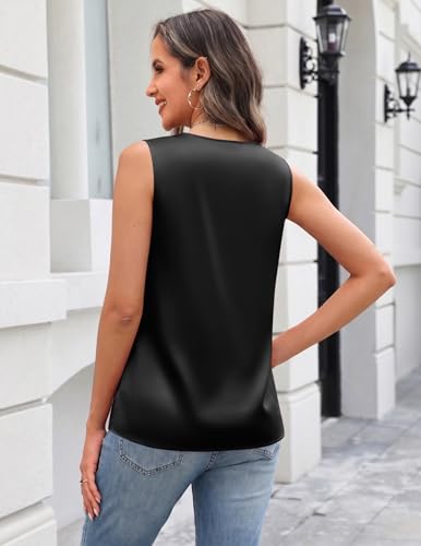 Zeagoo Blouses for Women Dressy Casual Satin Silk Camisole Tops 2026 Black - image 2