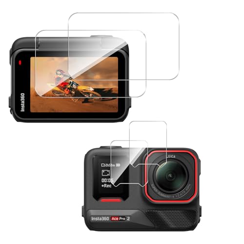 【2+2枚セット】対応 Insta360 Ace Pro 2 ガラスフィルム(メイン画面用2枚)+ガラスフィルム(サブ画面用2枚) 強化ガラス Greerass 硬度9H 超高透過率 傷つけ防止 疎水疎油 指紋・汚れ防止 全面保護 耐衝撃 飛散防止 高感度