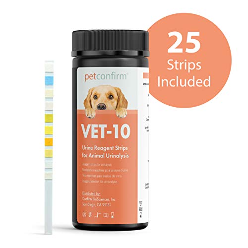 PetConfirm Vet 10 Pet Urine Reagent Strips for Dogs Cats, 10 Panel