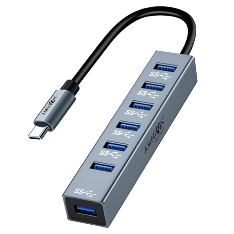 Amegon AMUH07C USB-C to 8 in 1 Multifunction Hub USB 3.1, USB3.0 X 7: 5Gbps; USB C,USB C X 1:5v/3a Extra Power, Wide Compability: Laptop, PC Tower, Flash Drive, Keyboard, Mouse, Card Reader & More. (B0D14C1L44) Amazon Price History, Amazon Price Tracker