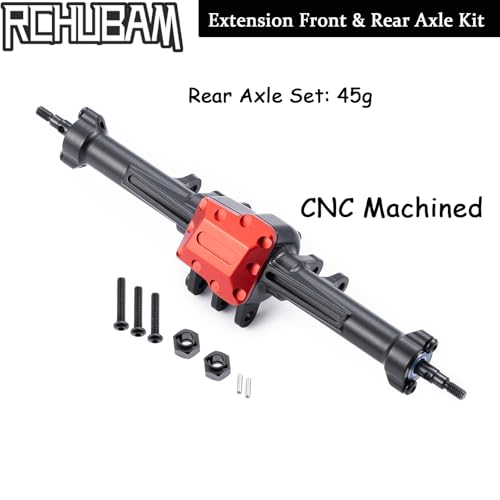 RCHUBAM TRX4M Front and Rear Axle Aluminum RC Complete Portal Axle Set with Steering Links Compatible with TRX4M 1/18 RC Crawler Car Upgrade Parts CNC Machined (Extended Axles Set) by RCHUBAM - Image 4