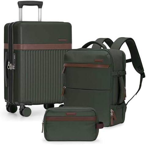 U.S. Traveler Vista Way 3-Piece Travel Set, 21-Inch Carry-on Hard...