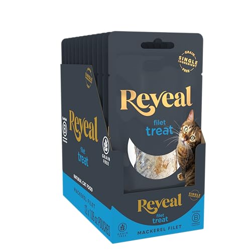 Image of Reveal Whole Mackerel Filet Cat Treats 12-Pack 1.06 oz Loins | 100% Natural, High Quality Protein, Single Ingredient, Grain Free, High Protein, No Fillers, No Artificial Additives