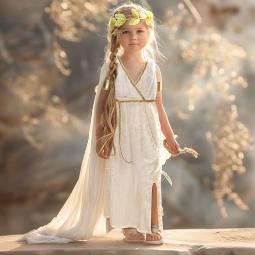 Disfraz Toga Griega para Niñas con Corona de Hojas miniatura 5