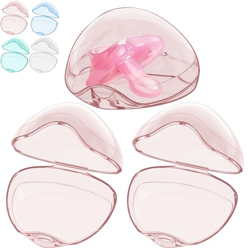 Image of Smlpuame Pacifier Case,3 Pack BPA Free Pacifier Holder Case,Transparent Container Box for Baby Binky（Not Included),Essential Pacifier Accessories,Alway Keep Paci Clean,Easy to Clean(Pink)