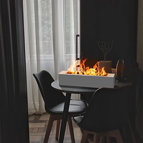 Tabletop Fireplace, Portable Fire Pit Rubbing Alcohol Concrete Bowl Pot Bonfire For Indoor Outdoor,Outdoor Fire Pits(Concrete, Rectangular-Platinum) #TOP2