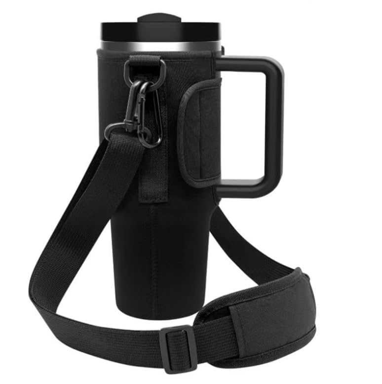 Water Bottle Carrier Bag with Phone Pocket for Stanley 40 oz Tumbler with Handle, Insulated Neoprene Cup Holder Pouch with Adjustable Strap for Quencher H2.0 Stanley Cup Accessories (Multi)-image-40