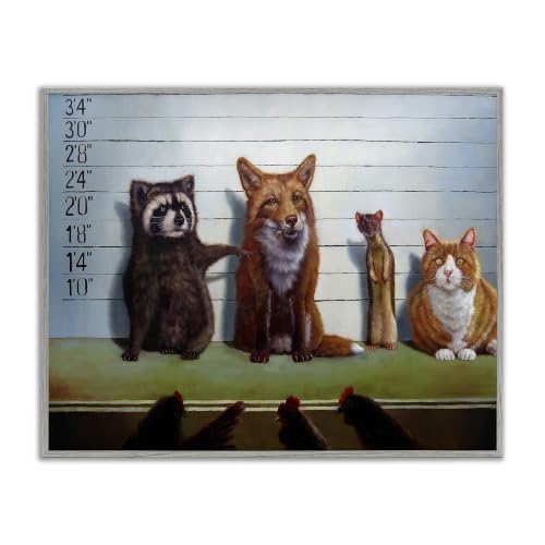 Humorous Wildlife Farm Animals Lineup, 16 x 20 Inch Framed Giclée Print