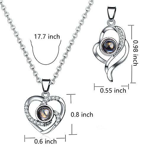 2 Pcs Pendants I Love You Necklace In 100 Languages,Projection Heart Pendant Necklace Gifts For Women Mom With Led Light Heart Gift Box,Mothers Day Gifts (Heart Pendant Gift Box) #TOP6