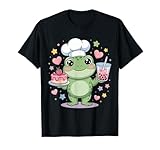 Kawaii Frog with Bubble Tea and Strawberry Cake