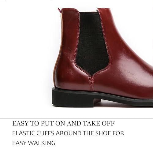 Men'S Leather Business Chelsea Ankle Boots Vintage Pointed Low Chunky Heel Elastic Dress Ankle Boots Casual Work Chukka Boot3