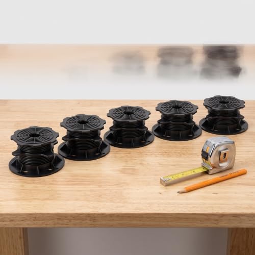 Soporte para suelo de plástico negro ajustable para tarimas de exterior pack de 5 unidades 8