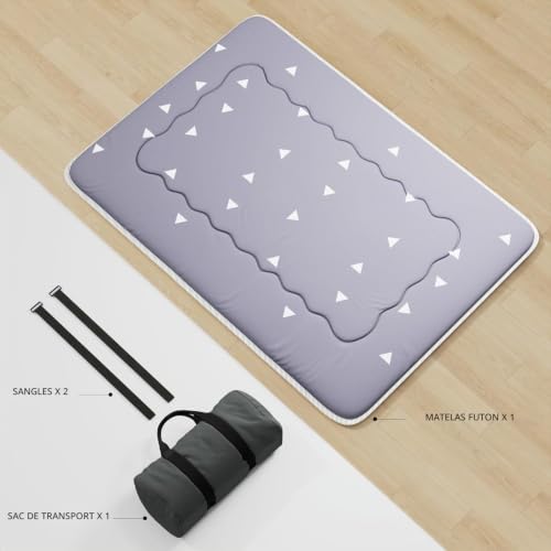 Kiseely Matelas futon Portable Pliable, Matelas Tatami Pliable Japonais, de Couchage Portable pour dortoir avec Sac et Sangle, Matelas de Sol, de Camping Enroulable (Gris HY1, 90X200cm) – vue 7