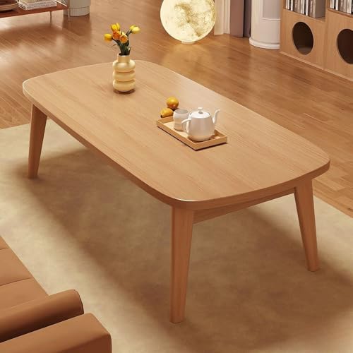 Genérico Mesa de Centro Mesa Camilla Rectangular Mesas Auxiliar de Madera Maciza Rectangular Moderna para Comedor, Cocina y Sala de Estar, No Requiere Montaje(Natural,80x55x45cm)