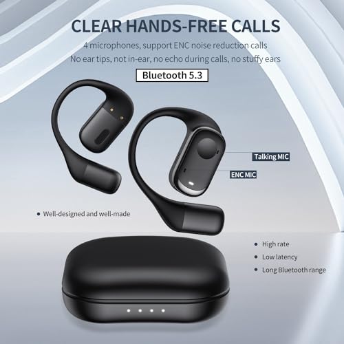 Holiper Kabellos Kopfhörer Offen Ohr, Bluetooth 5.3 Ohrhörer, Sportkopfhörer mit Bügel, 4 Mikrofon für HD-Anrufe, Air Conduction Open Ear Wireless Headphones für Musik Sport Laufen Fitness Training – Bild 4