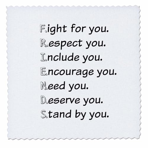 16x16 inch Quilt Square - Friends, Definition of Friends, Black Letters on a White Background Xander Inspirational Quotes