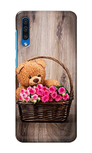 Image of PRINTFIDAA Roses and Teddy Bear in The Wicker Hard Back Cover for Samsung Galaxy A50 / Samsung A50s / Samsung A30s Back Cover -(P6) KAT1004
