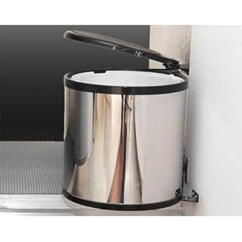DBR Stainless Steel Auto Lid Pedal Dustbin/Garbage Bin with (14 LTR .) Silver & Black Modular Kitchen Hardware & Accessories