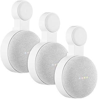 Google Nest Mini Wall Mount Holder, Mrount Space-Saving Design Outlet Mount, Perfect Cord Management for Google Nest Mini 2nd Generation (White, 3 Pack)