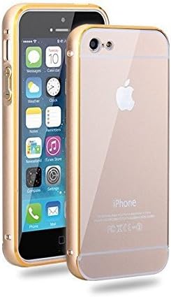 SDO™ Acrylic Mirror Back Cover Case with Metal Bumper for Apple iPhone 5S (Gold)