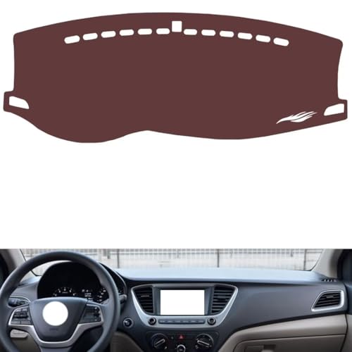 generic leather dash board cover mat Compatible with HyundaiHyundai Verna 2020 ，anti-glare and dust protector(brown)