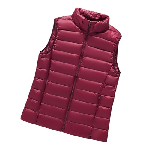 Chaleco Guateado Mujer Ligero Chaleco Plumas Plumon Acolchado sin Mangas Señora Chalecos Plumifero Plumífero Ultraligero Chaqueta Abrigo sin Mangas para Mujer Tallas Grandes Invierno Fino Rojo XXL