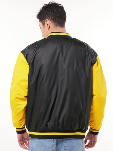 Image of Bewakoof Men's Printed Oversized Fit Full Sleeve Stand Collar Nylon Jacket