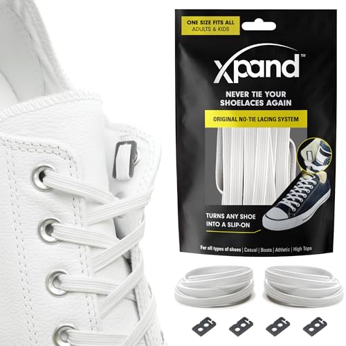 Xpand No Tie Elastic Shoelaces. 1 Size Fits All for Adults & Kids | Stretch Laces for Sneakers, Runners & High Tops Shoes